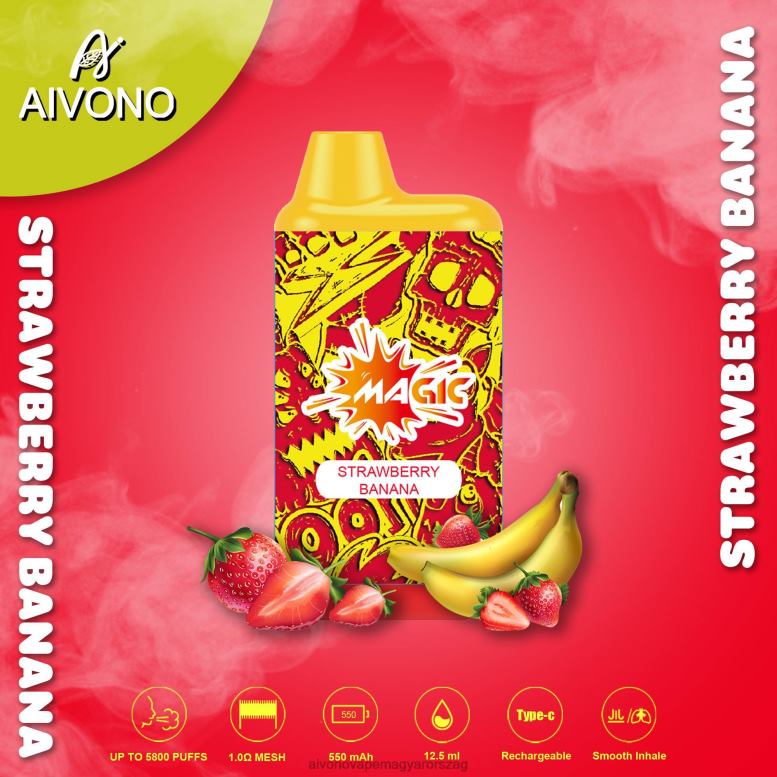 Aivono Puffs - Aivono AIM MAGIC 5800-as szájdobozos cigaretta eper banán 86R0293