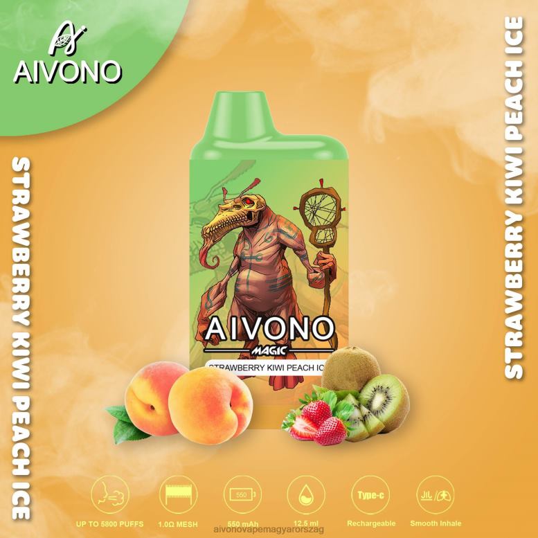 Aivono Puffs - Aivono AIM MAGIC 5800-as szájdobozos cigaretta epres kivi őszibarack jég 86R0296