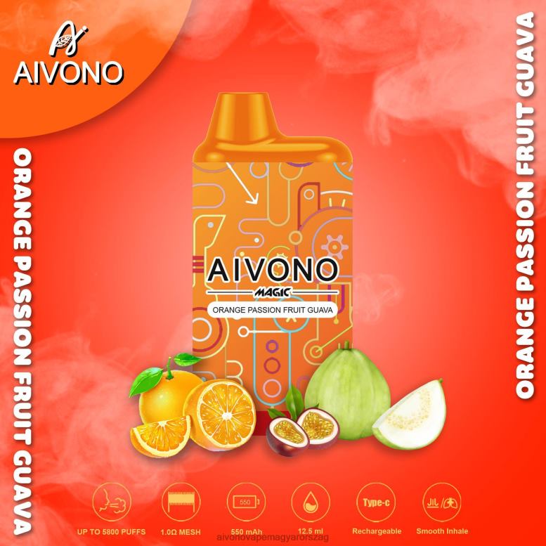 Aivono Puffs - Aivono AIM MAGIC 5800-as szájdobozos cigaretta narancssárga maracuja guava 86R0290