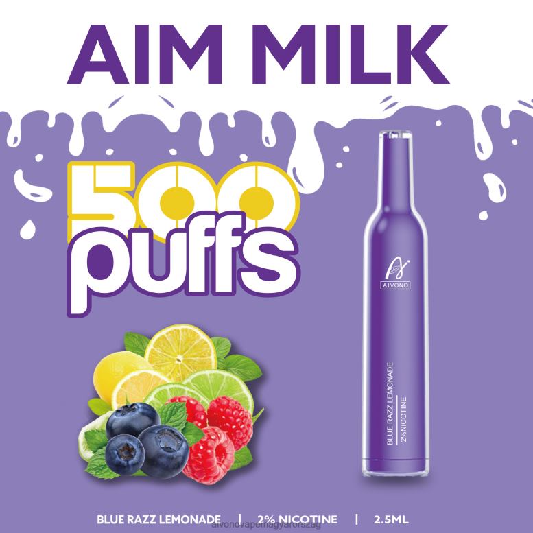 Aivono Puffs - Aivono AIM MILK 500 kék razz limonádé 86R02264