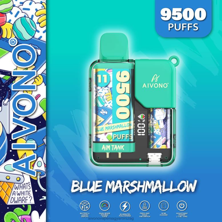 Aivono Puffs - Aivono AIM TANK 9500 kék mályvacukor 86R0242