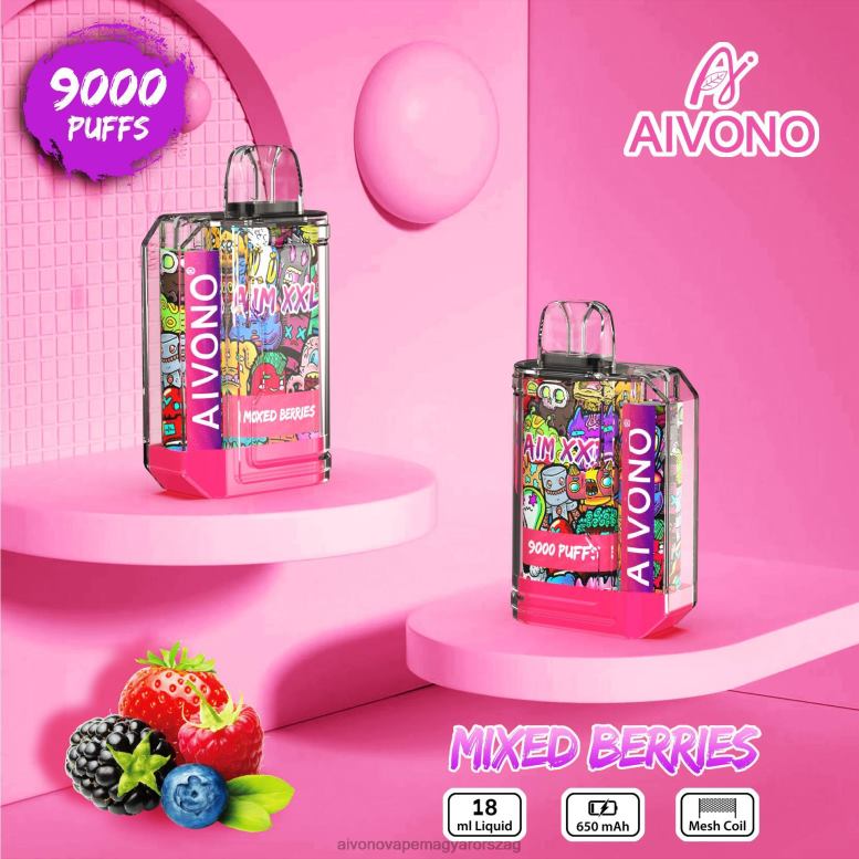 Aivono Puffs - Aivono AIM XXL 9000 szájmatrica átlátszó vegyes bogyók 86R0251