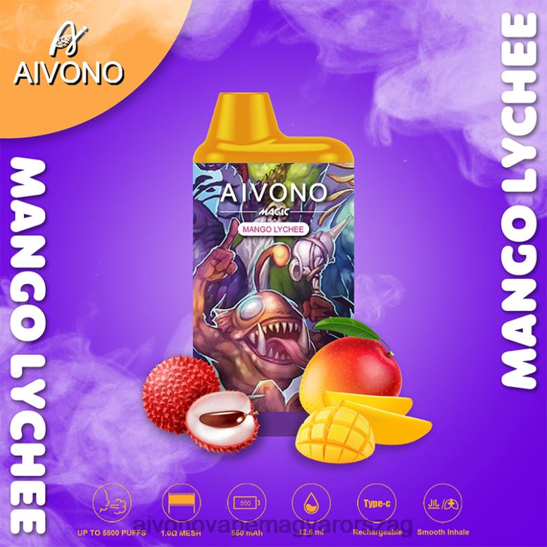 Aivono Vape - Aivono AIM MAGIC 5800-as szájdobozos cigaretta mangó licsi 86R0298