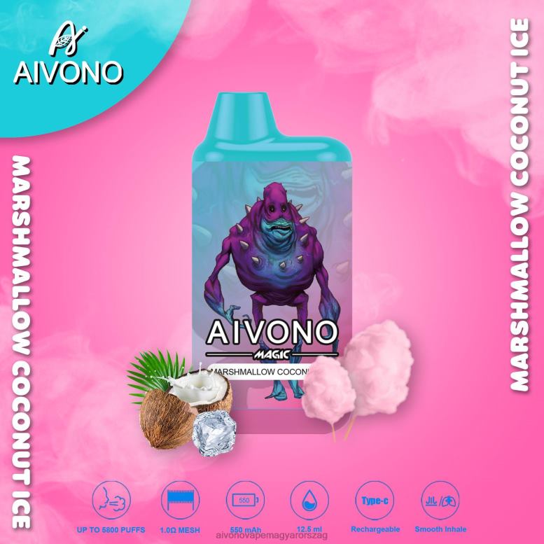 Aivono Vape - Aivono AIM MAGIC 5800-as szájdobozos cigaretta mályvacukor kókusz jég 86R0295