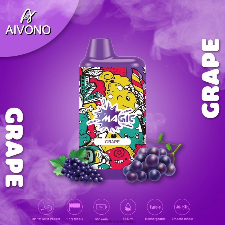 Aivono Vape - Aivono AIM MAGIC 5800-as szájdobozos cigaretta szőlő 86R0292
