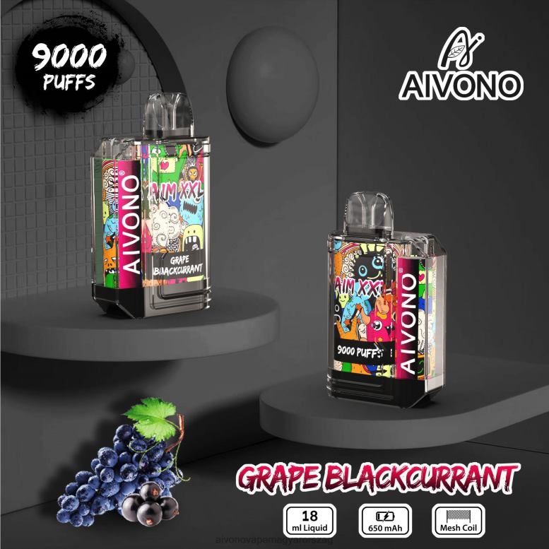 Aivono Vape - Aivono AIM XXL 9000 szájmatrica átlátszó szőlő feketeribizli 86R0256