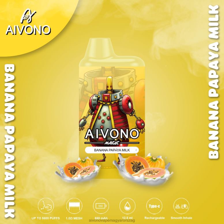 Aivono Vape Magyarorszag - Aivono AIM MAGIC 5800-as szájdobozos cigaretta banán papaya tej 86R0294