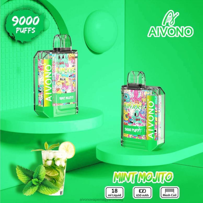 Aivono Vape Magyarorszag - Aivono AIM XXL 9000 szájmatrica átlátszó mentás mojito 86R0255