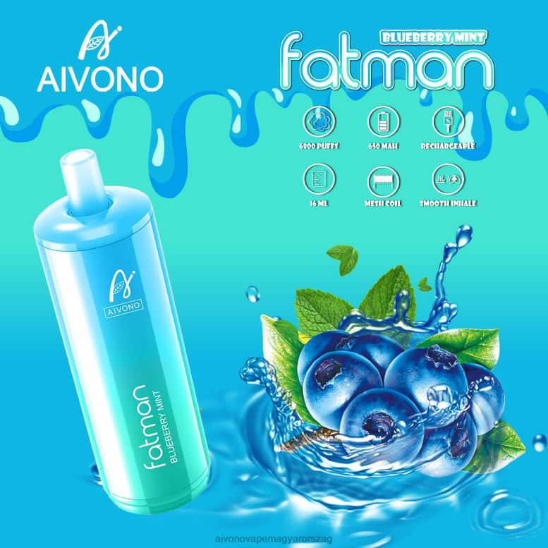 Aivono Vape Magyarorszag - Aivono FATMAN 6800 áfonyás menta 86R0222
