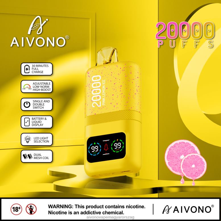 Aivono Vape - Aivono AIM magic 20000 rózsaszín citrom jég 86R0283